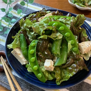 和えるだけ♡スナップエンドウと豆腐のやみつきサラダ